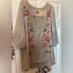 JW Los Angeles Embroidered Gray Sweatshirt, Vintage, Size 2X.